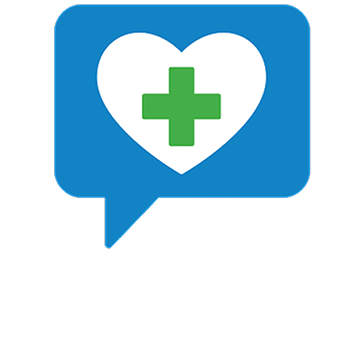 Green Cross In Heart In Speech Bubble Icon